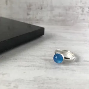 Blue Onyx Round Gemstone Ring