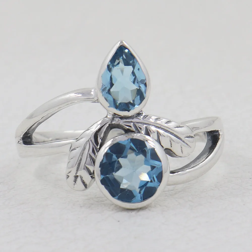 Blue Topaz Silver Women Rings