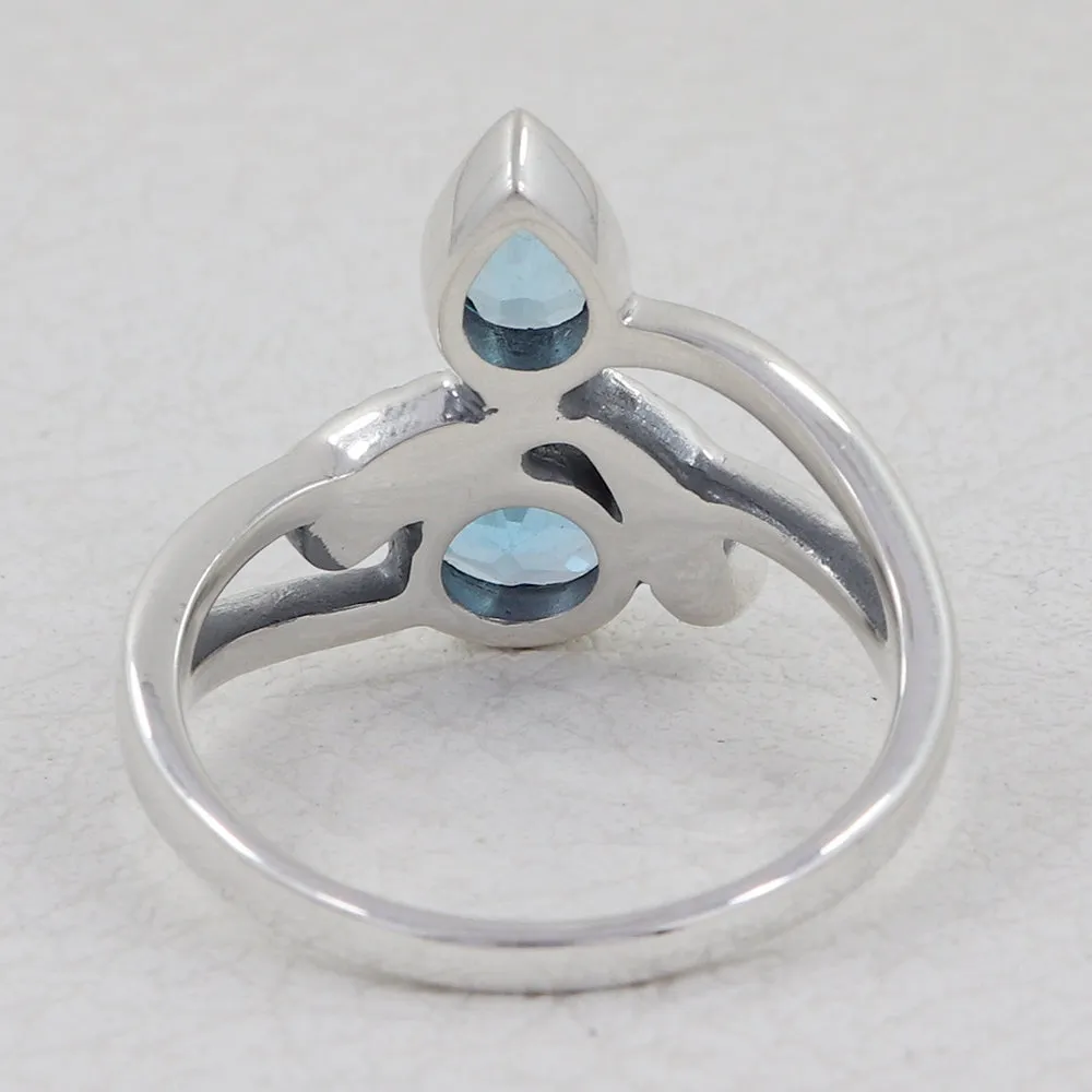 Blue Topaz Silver Women Rings