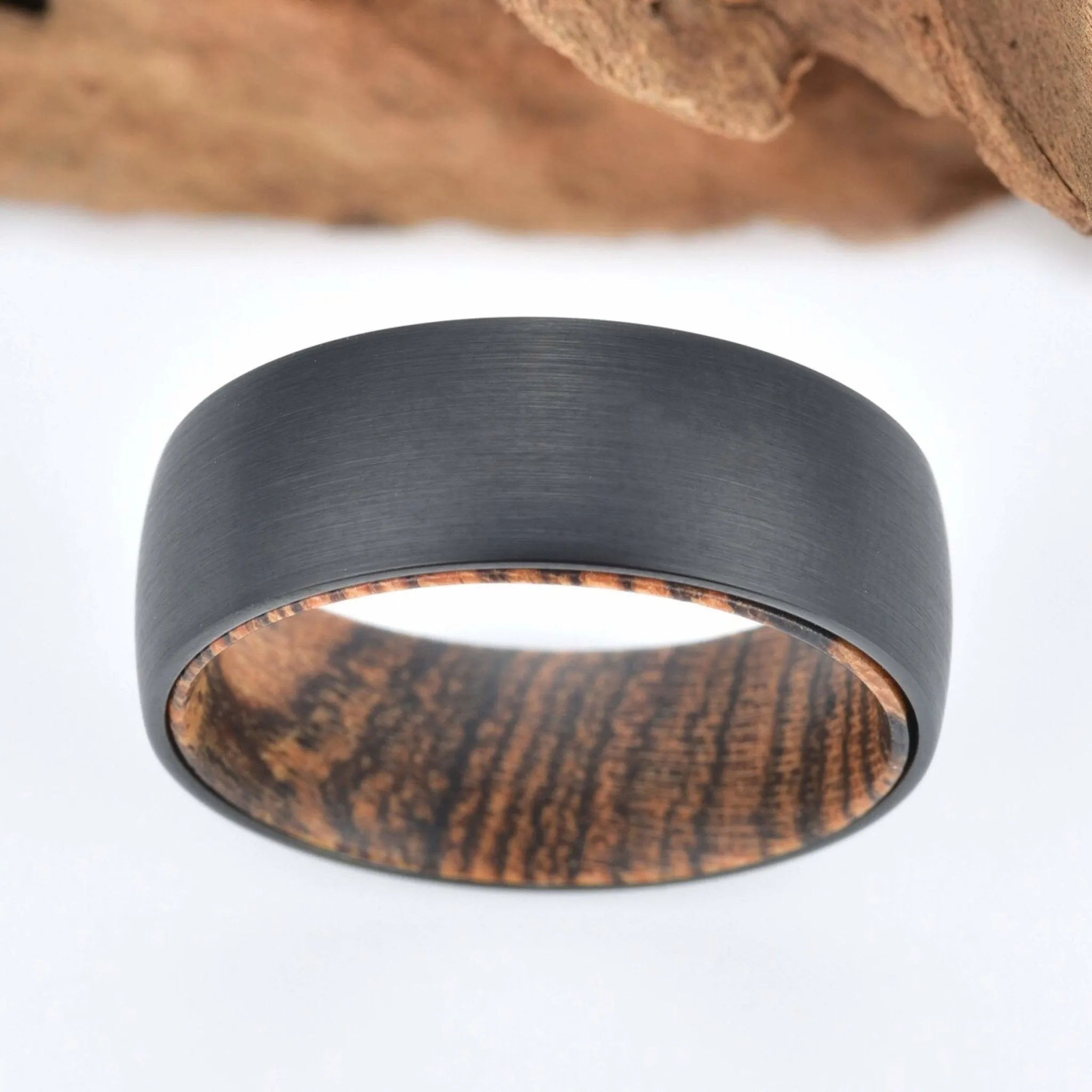 Bocote Wood Tungsten Band Men's Wedding Band 6MM-8MM