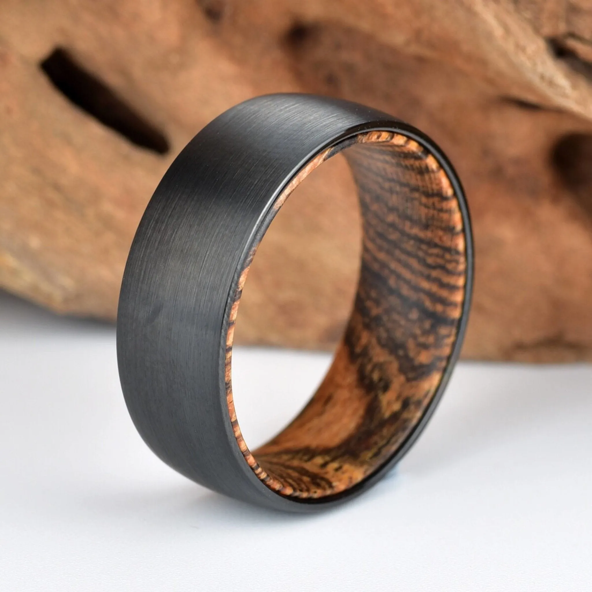 Bocote Wood Tungsten Band Men's Wedding Band 6MM-8MM