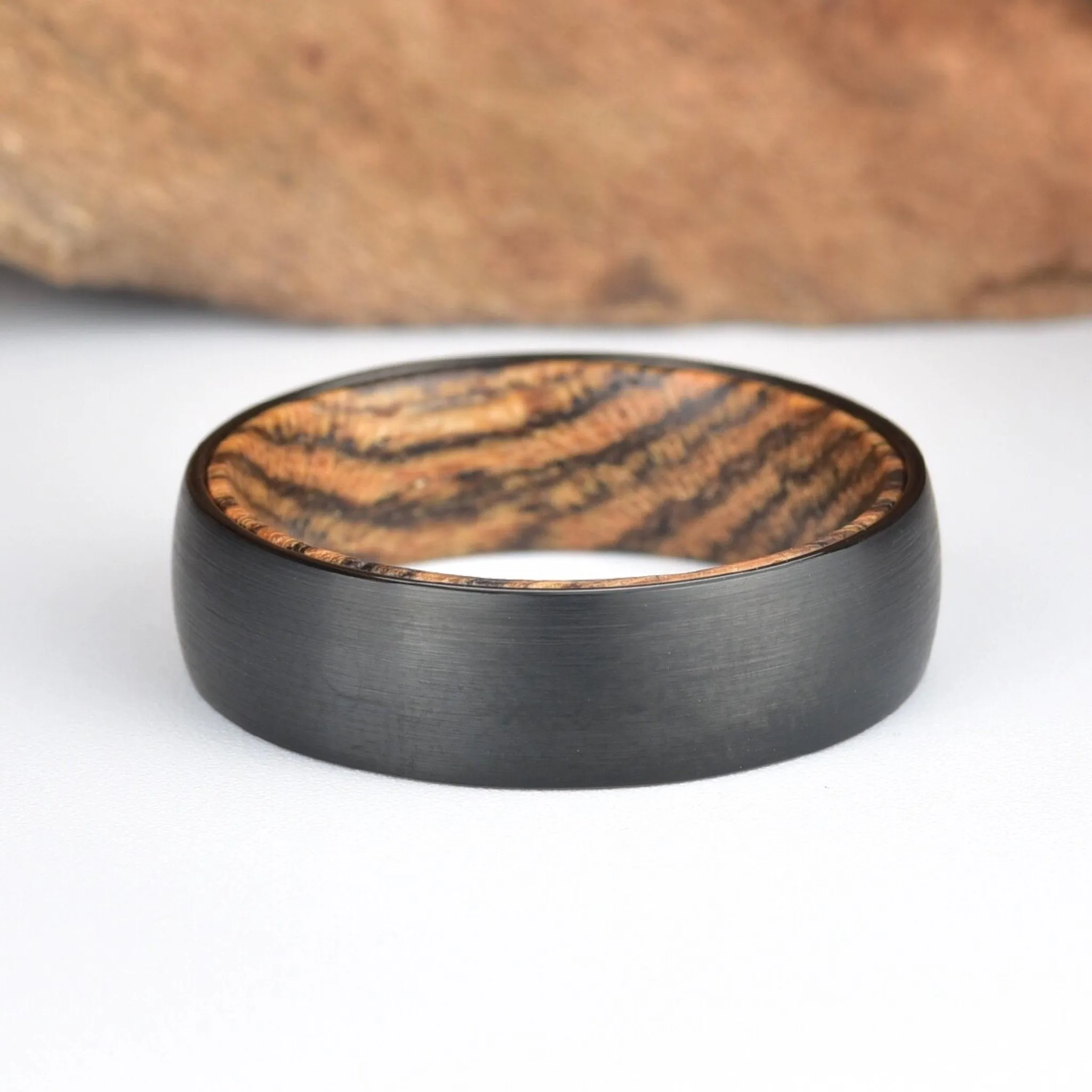 Bocote Wood Tungsten Band Men's Wedding Band 6MM-8MM