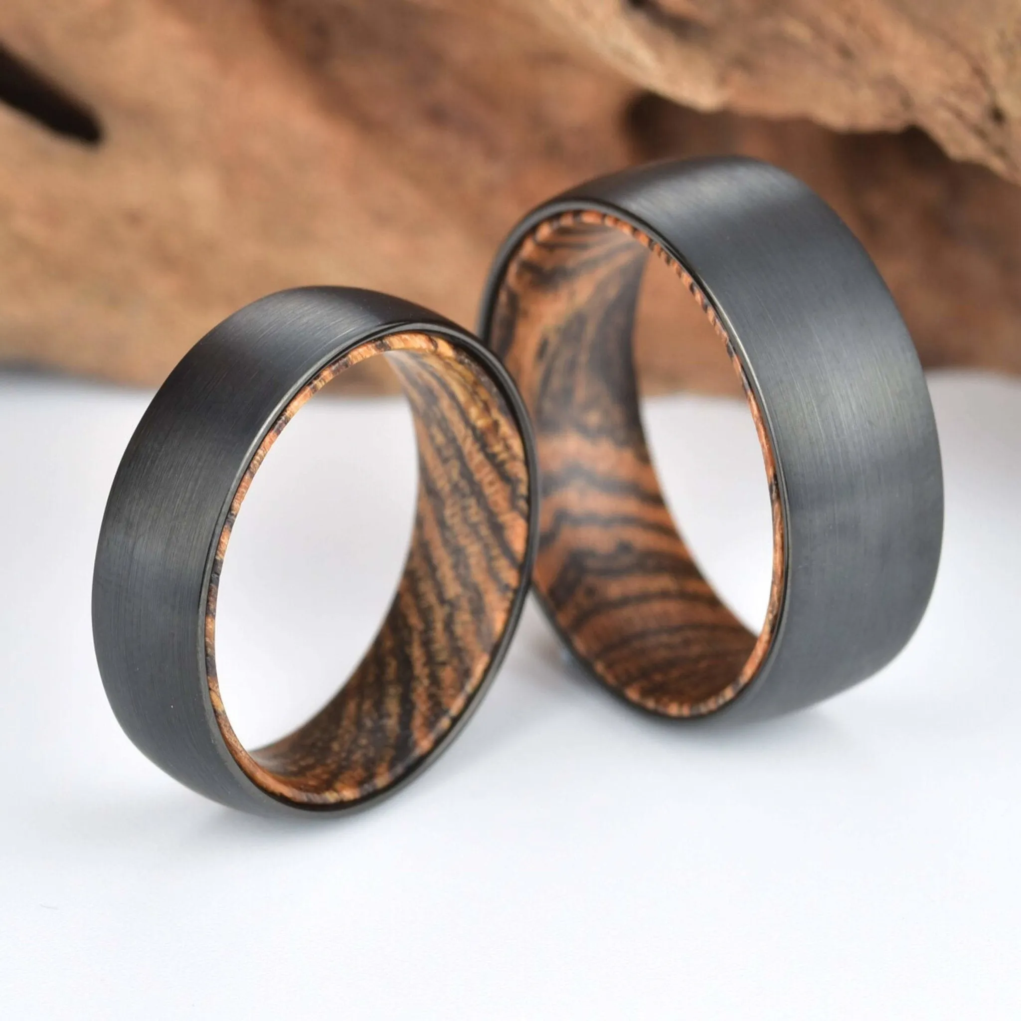 Bocote Wood Tungsten Band Men's Wedding Band 6MM-8MM