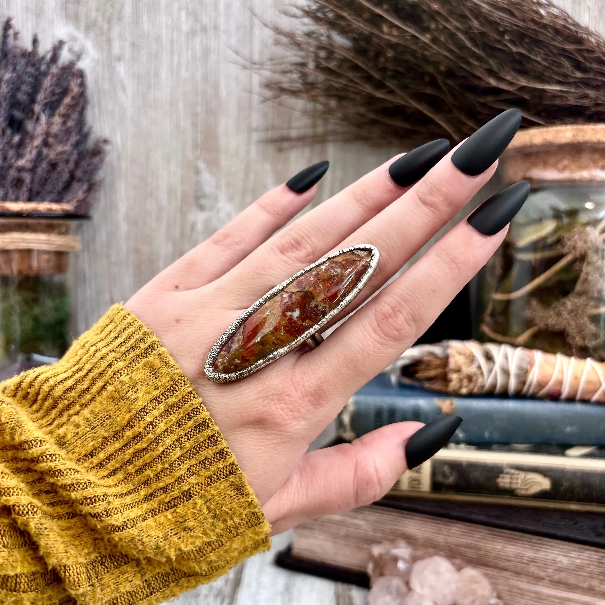 Brenda Jasper Crystal Ring Fine Silver Size 9.5 / Foxlark Collection - One of a Kind