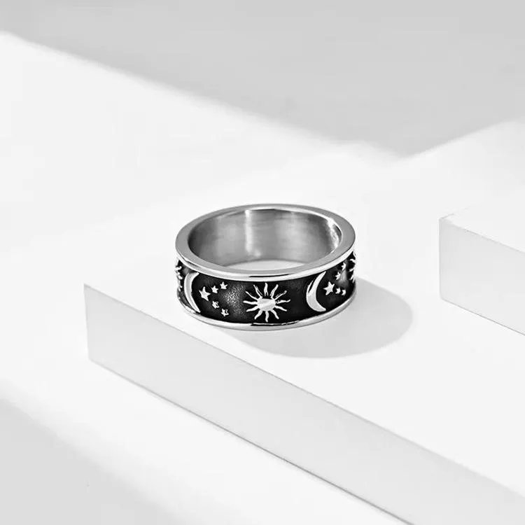 British Retro Romantic Stars Sun Moon Ring Cross-border Amazon Men's And Women's Hand Jewelry Manufacturers Wholesale