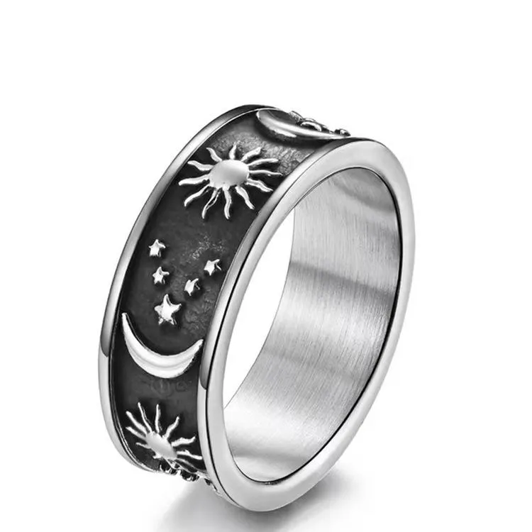 British Retro Romantic Stars Sun Moon Ring Cross-border Amazon Men's And Women's Hand Jewelry Manufacturers Wholesale