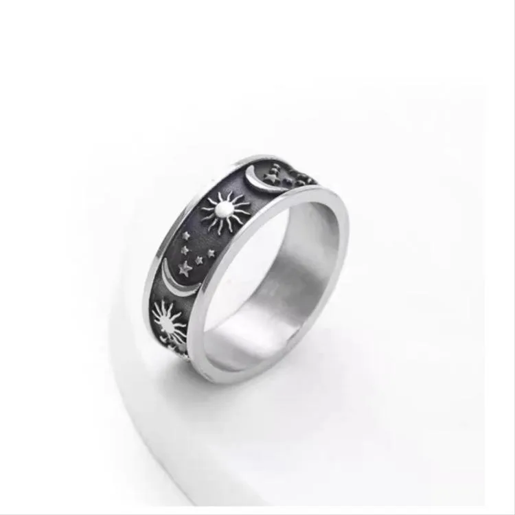 British Retro Romantic Stars Sun Moon Ring Cross-border Amazon Men's And Women's Hand Jewelry Manufacturers Wholesale