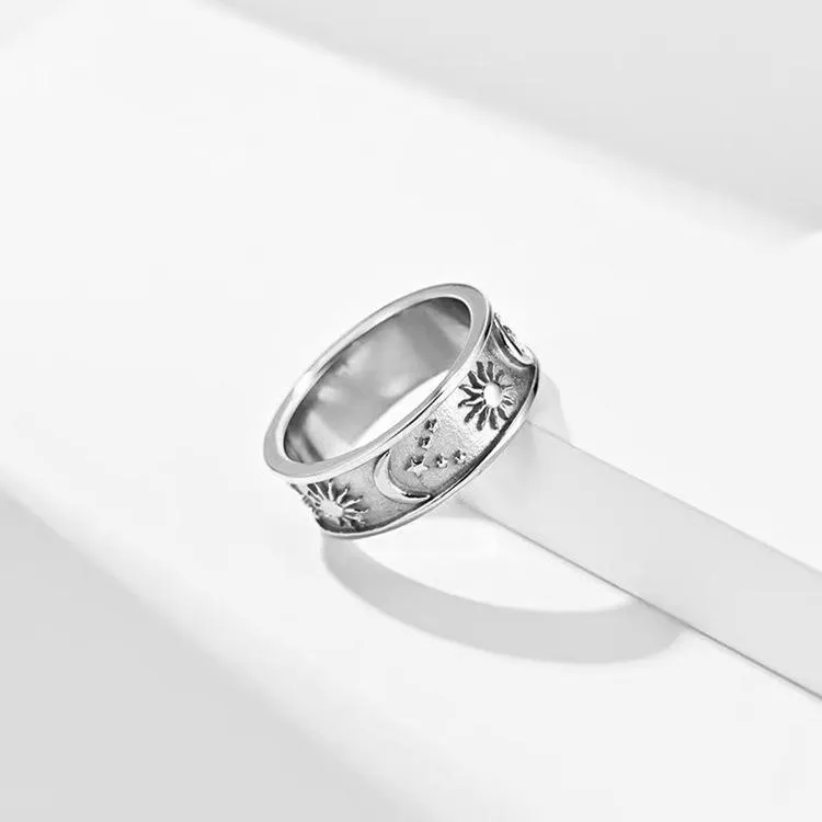 British Retro Romantic Stars Sun Moon Ring Cross-border Amazon Men's And Women's Hand Jewelry Manufacturers Wholesale