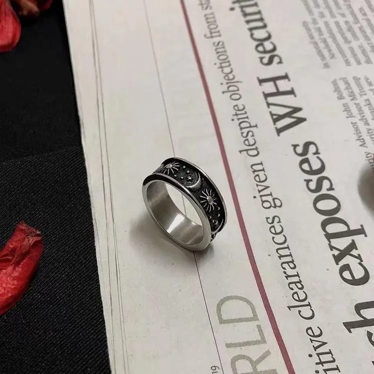 British Retro Romantic Stars Sun Moon Ring Cross-border Amazon Men's And Women's Hand Jewelry Manufacturers Wholesale