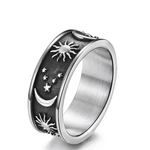 British Retro Romantic Stars Sun Moon Ring Cross-border Amazon Men's And Women's Hand Jewelry Manufacturers Wholesale