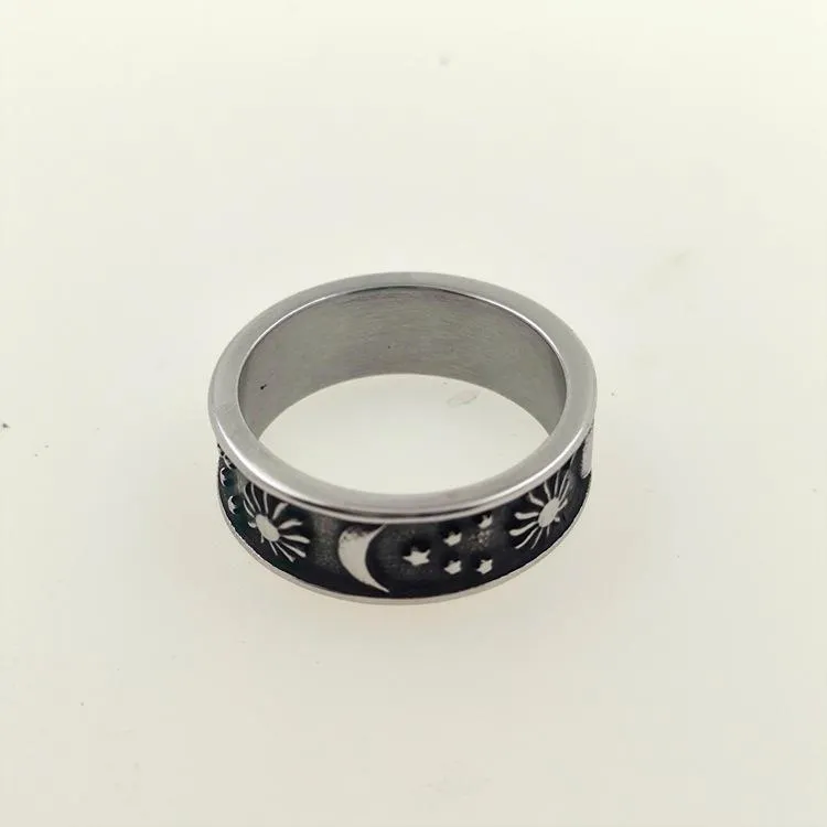 British Retro Romantic Stars Sun Moon Ring Cross-border Amazon Men's And Women's Hand Jewelry Manufacturers Wholesale