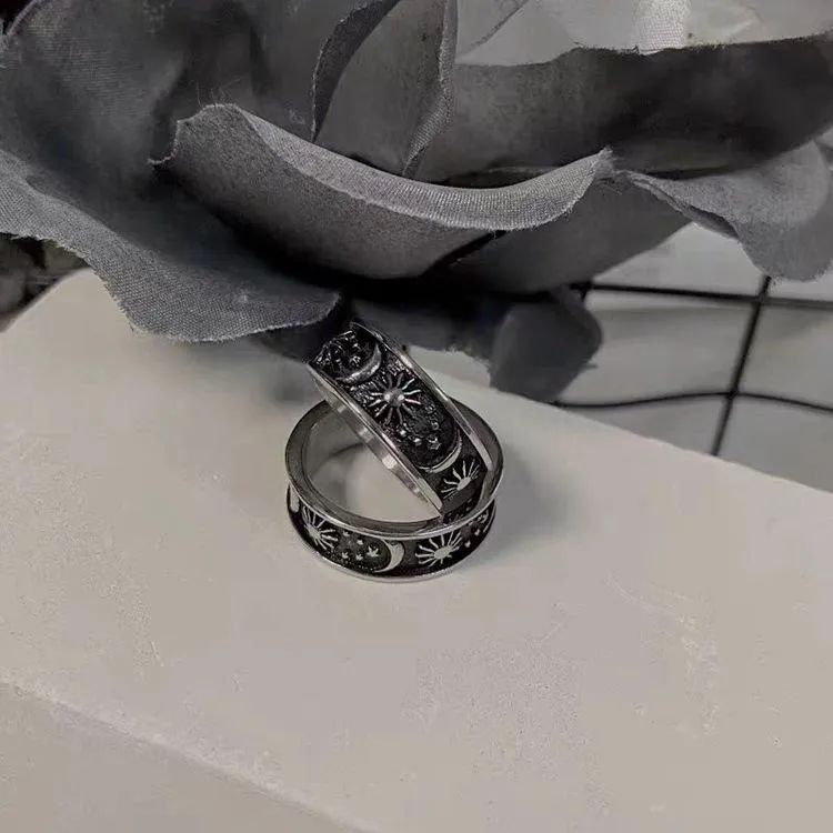 British Retro Romantic Stars Sun Moon Ring Cross-border Amazon Men's And Women's Hand Jewelry Manufacturers Wholesale