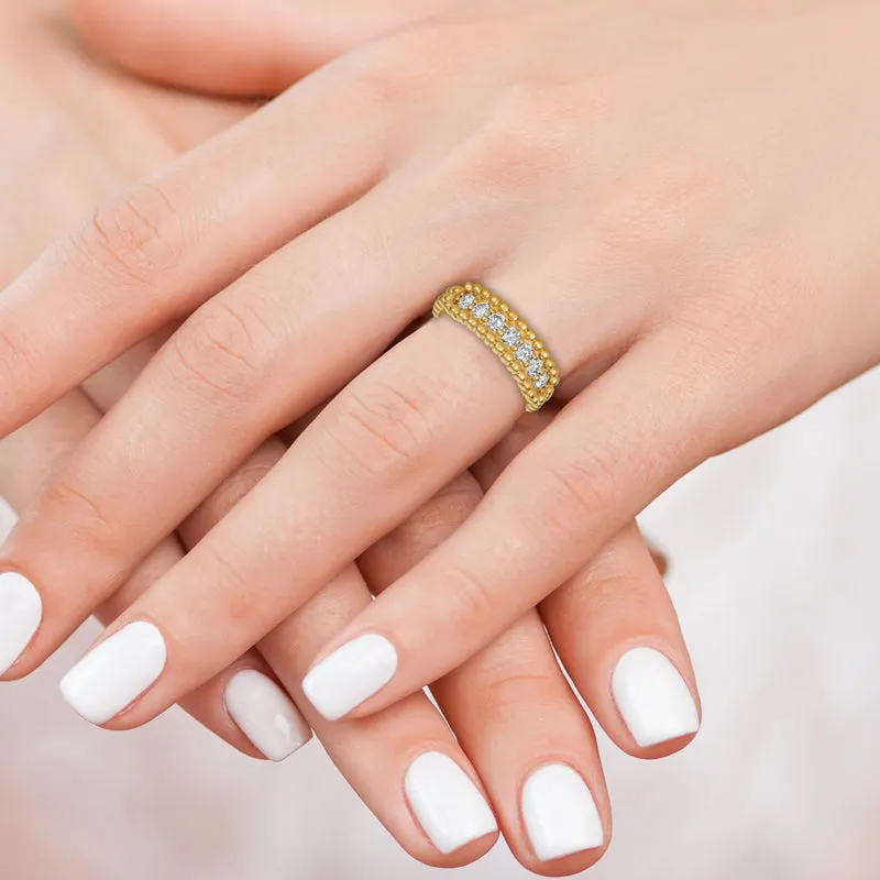 BUBBLE-ACCENT DIAMOND RING 14K GOLD (0.5 CTW)