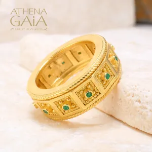 Byzantine Embroidery Rope Border Block Ring (In-Stock)
