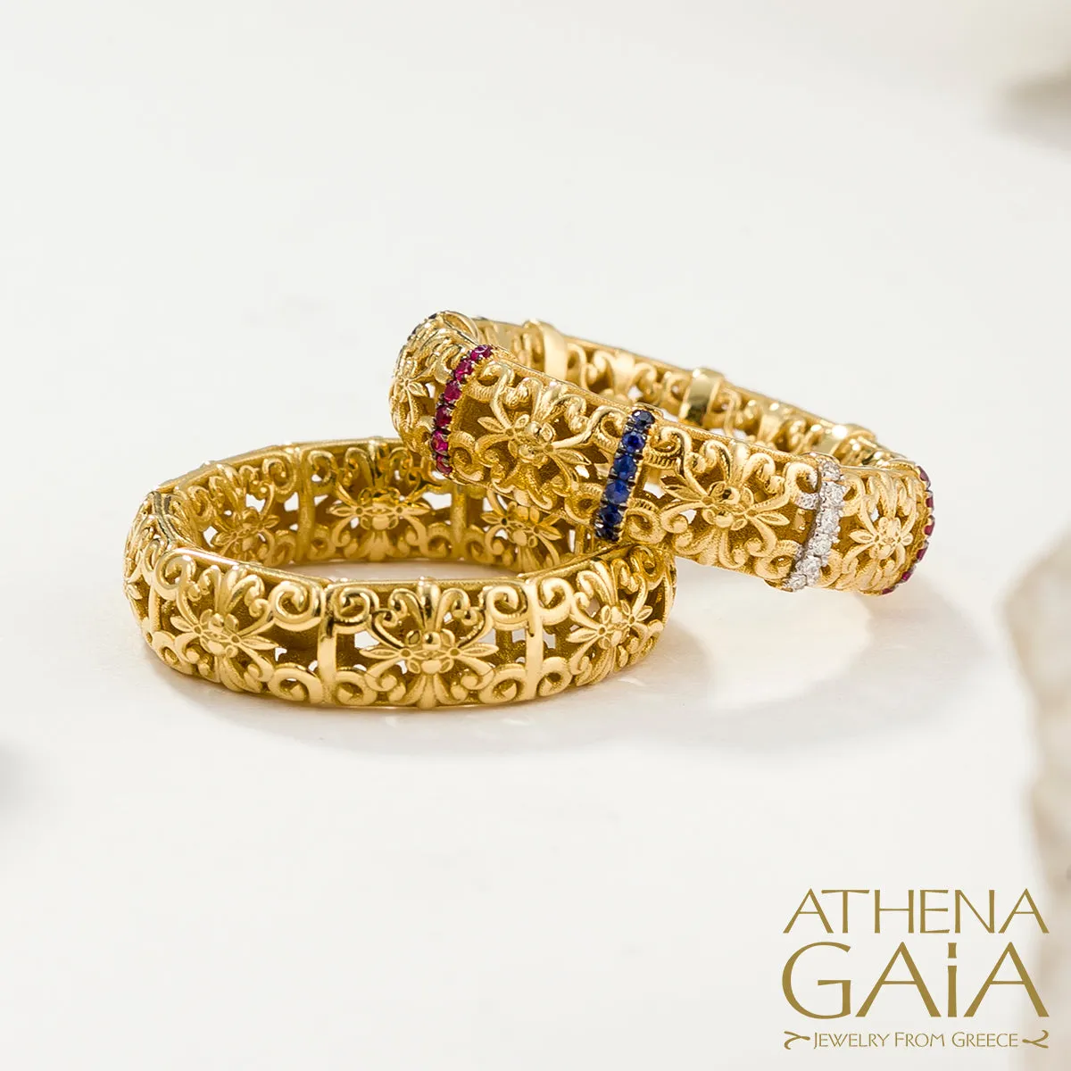 Byzantine Embroidery Stackable River Stone Ring