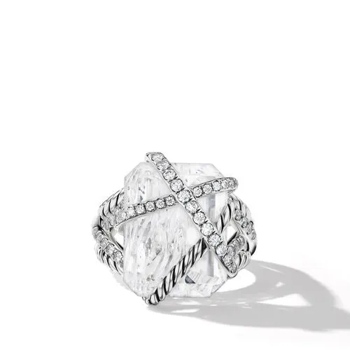 Cable Wrap Ring in Sterling Silver with Crystal and Diamonds