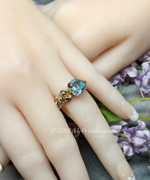 CAL V Comet Argent Light Crystal AB Double Cut 8mm Square Octagon