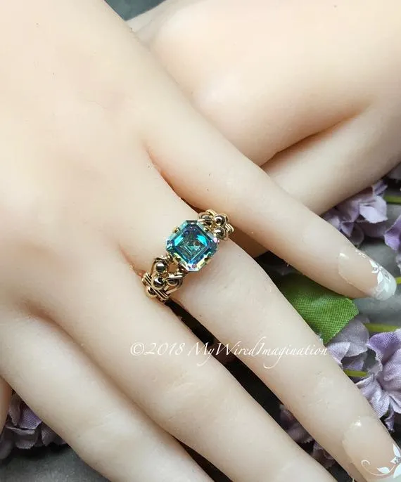 CAL V Comet Argent Light Crystal AB Double Cut 8mm Square Octagon