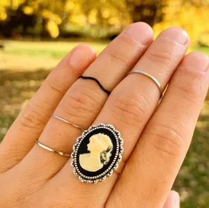 Cameo Ring in Silver Adjustable Band