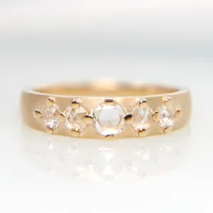 Cardinal Band with White Rose-cut Diamonds