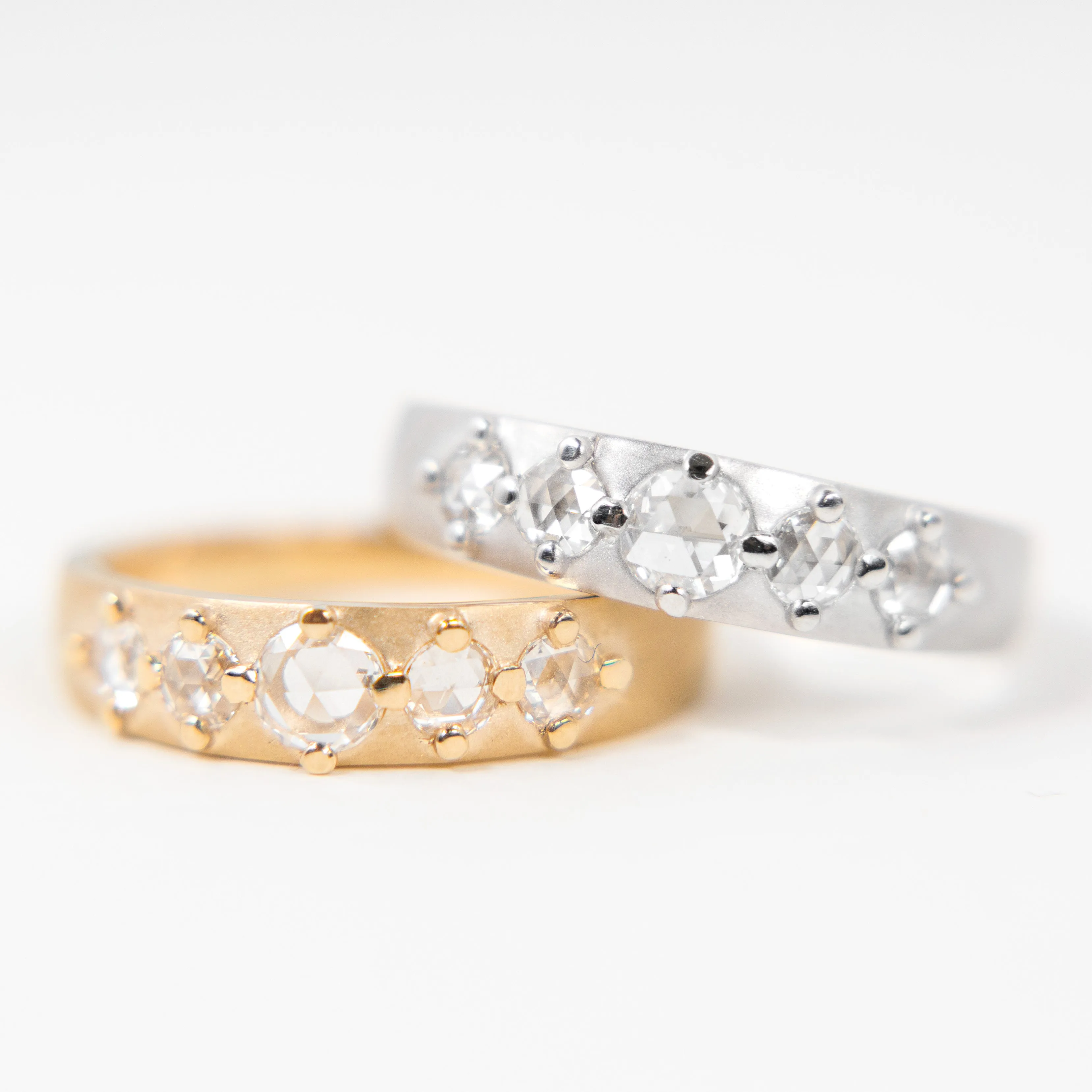Cardinal Band with White Rose-cut Diamonds