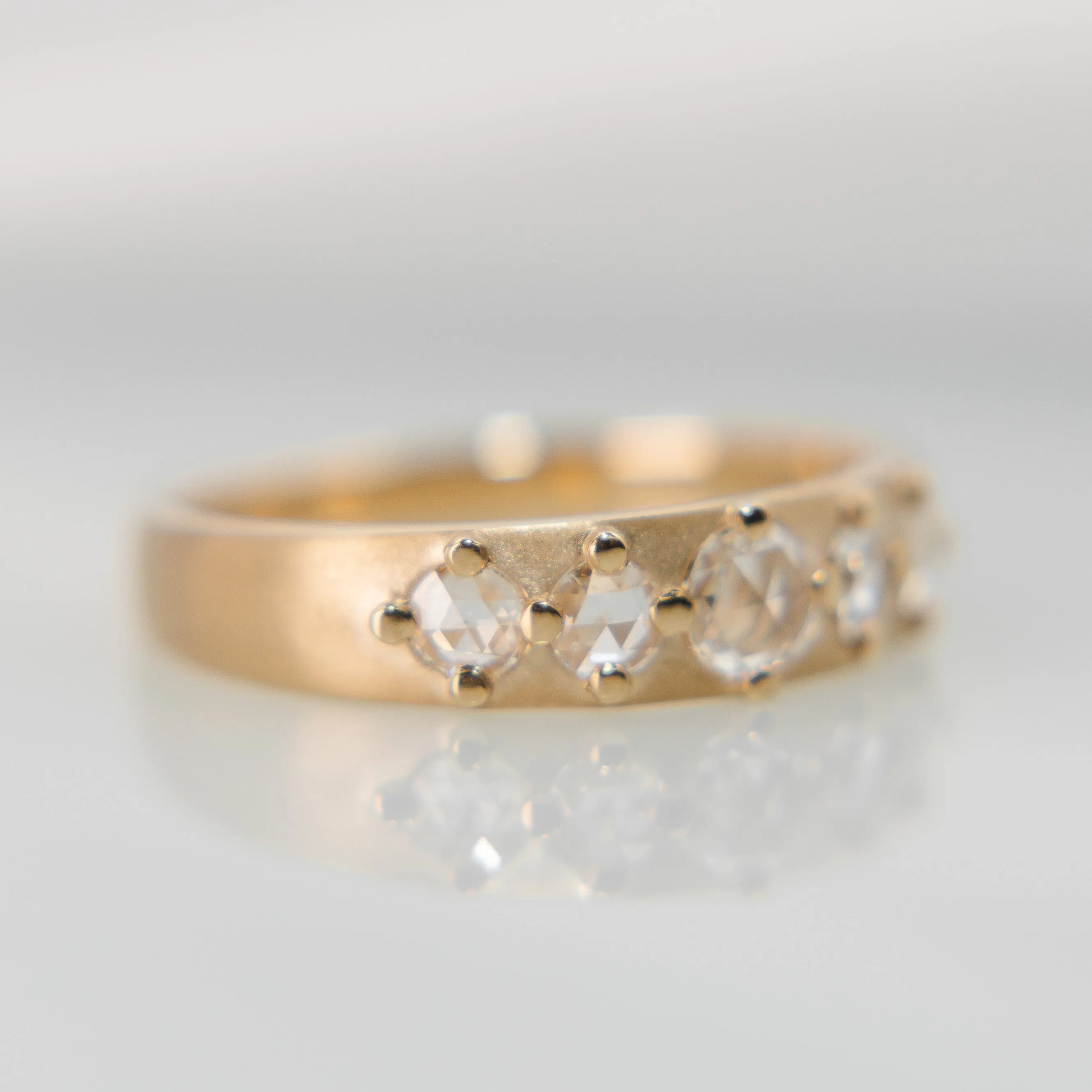 Cardinal Band with White Rose-cut Diamonds