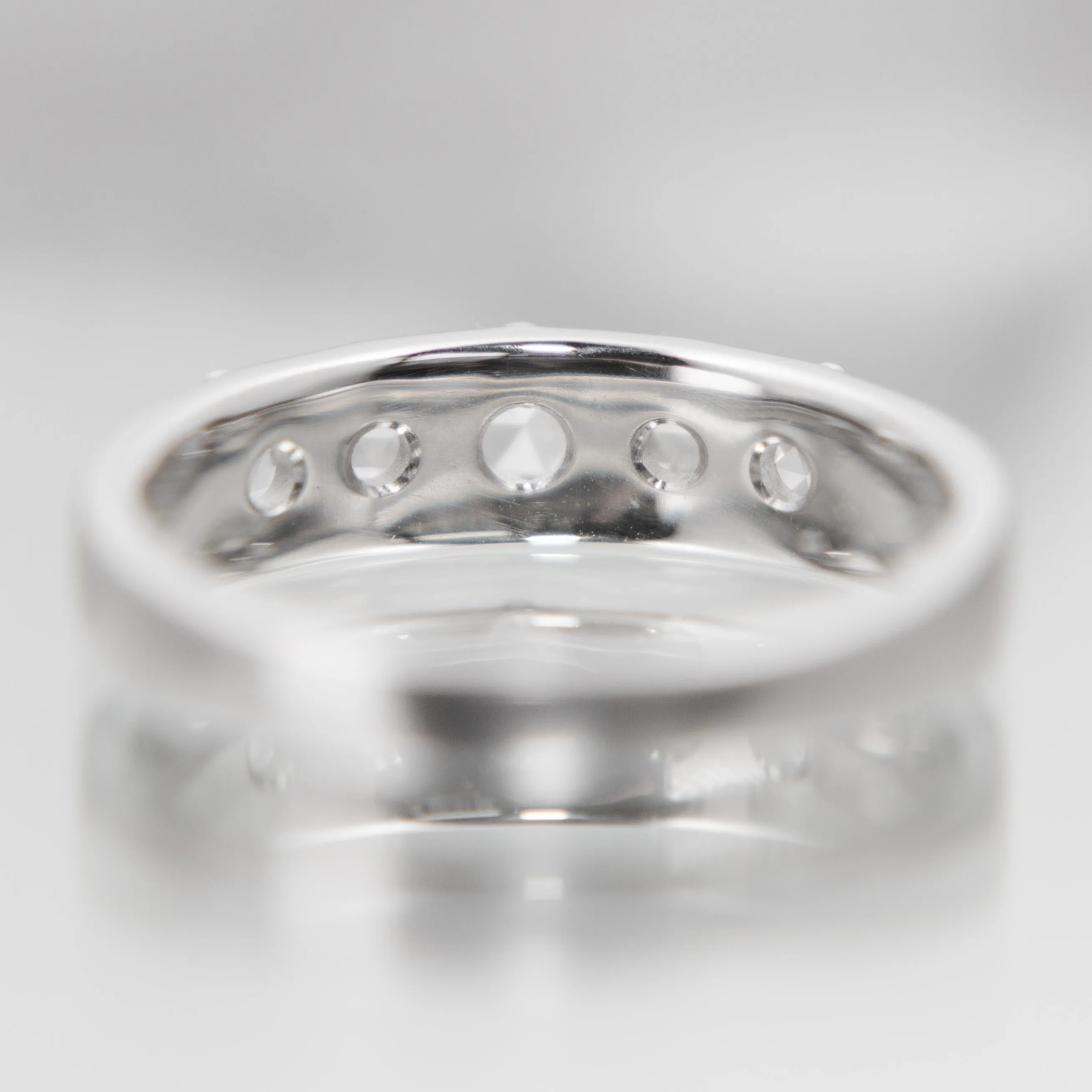 Cardinal Band with White Rose-cut Diamonds