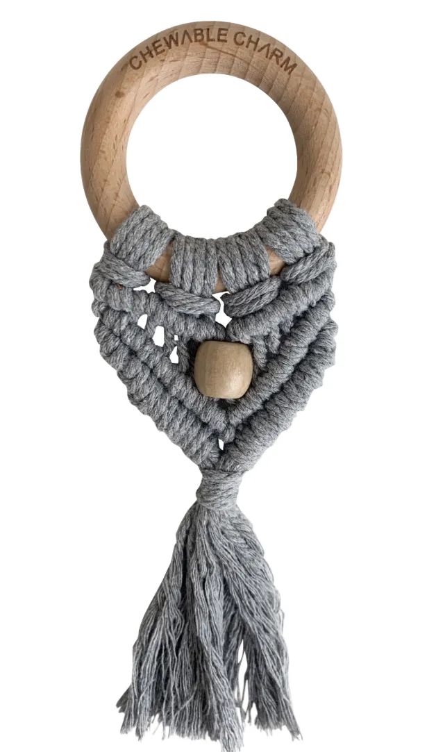 Celeste Macrame Teether   Bead- Grey