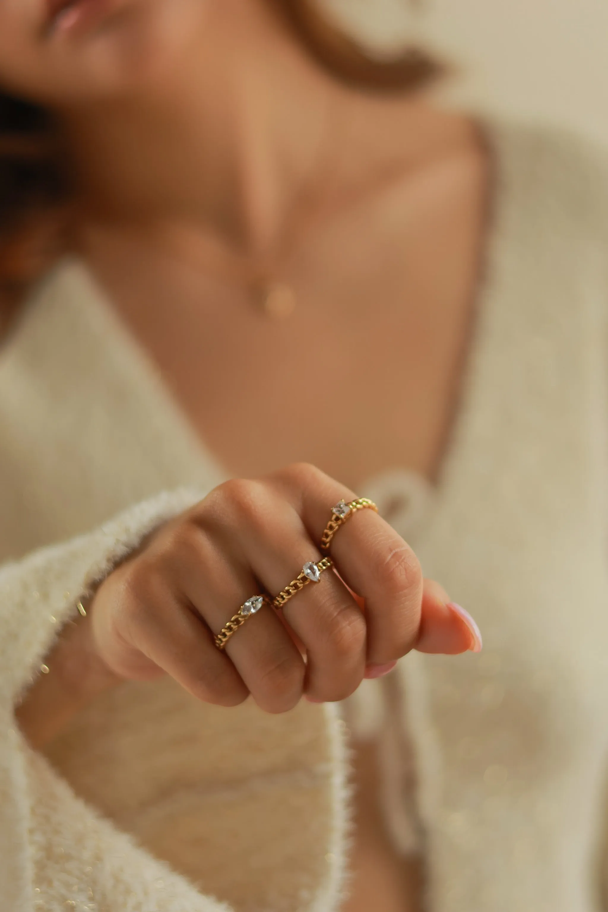 Chain & Rhinestone Rings