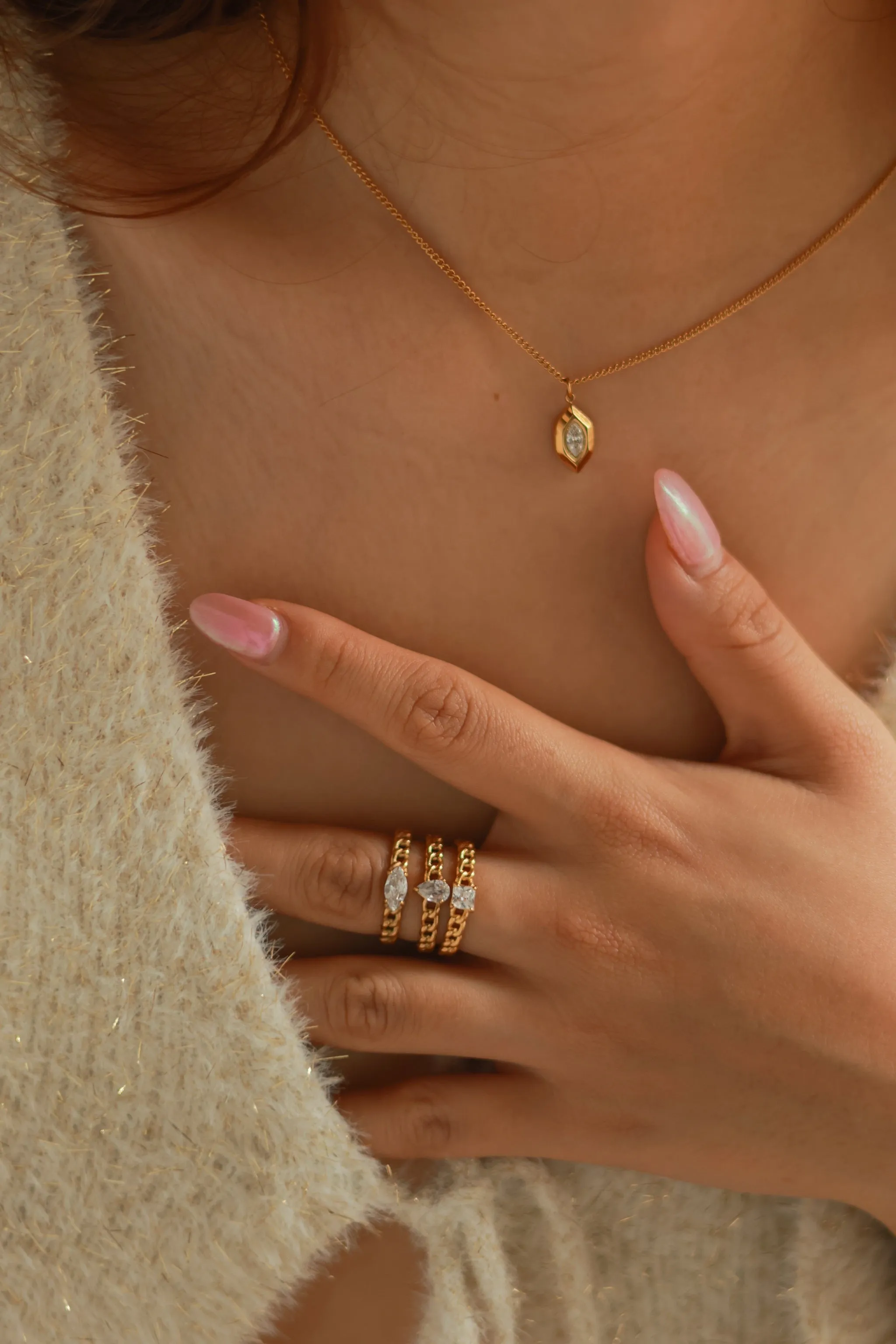 Chain & Rhinestone Rings