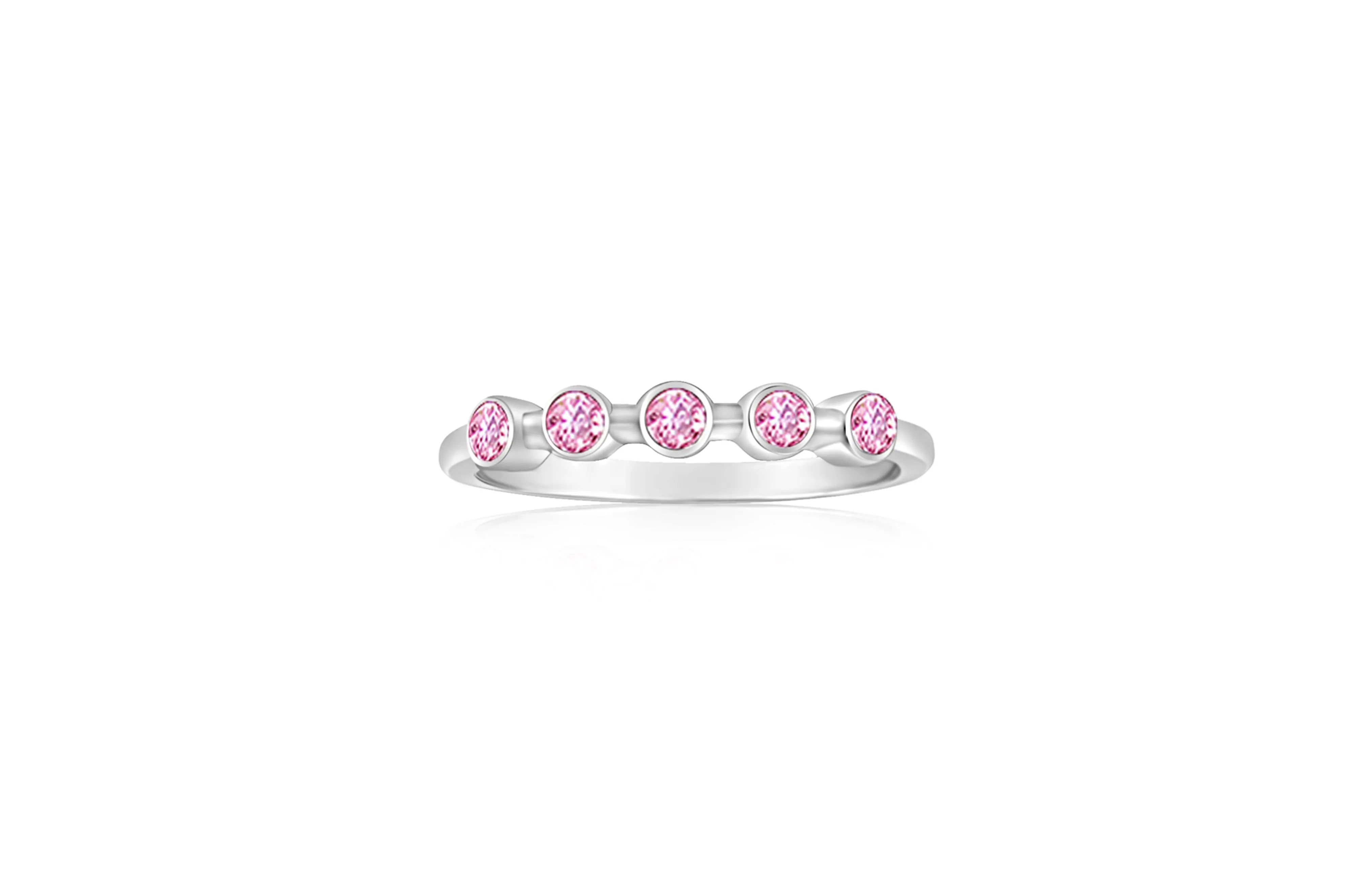 Circle Pink Crystal White Gold Plated Girl's Rings Earth2Jane Size 4