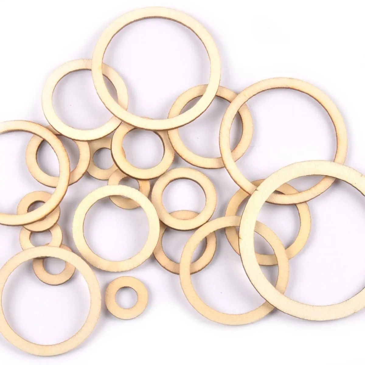 Circles/Rings Wooden Crafts For DIY Scrapbook Natural Wooden Ornaments Home Decor Handicraft Embellishment 20/30/40/50/60/75mm