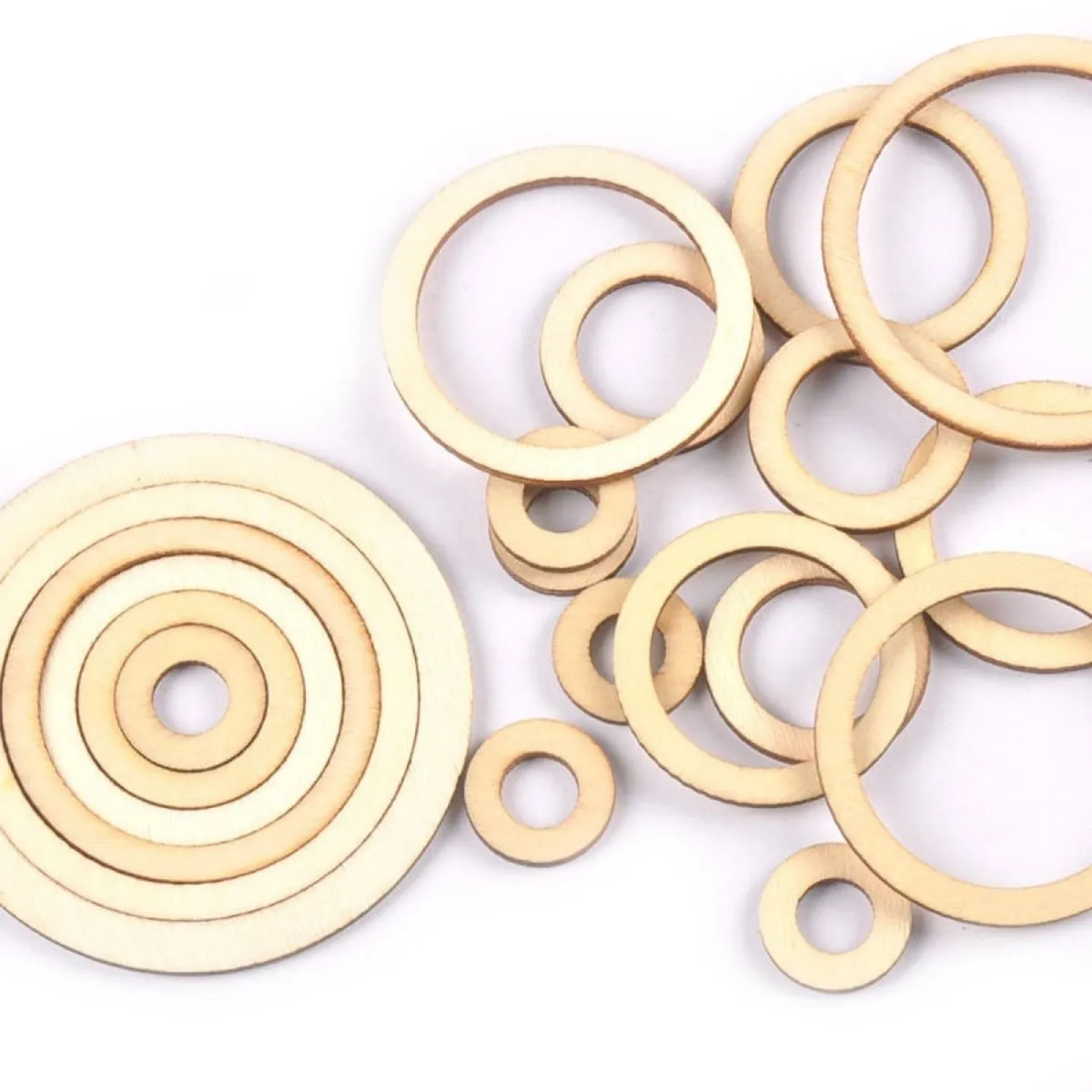 Circles/Rings Wooden Crafts For DIY Scrapbook Natural Wooden Ornaments Home Decor Handicraft Embellishment 20/30/40/50/60/75mm