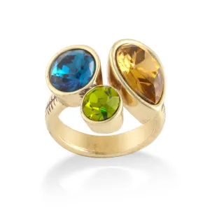 CITRINE GREEN AND BLUE ADJUSTABLE  RINGS #226GN5201