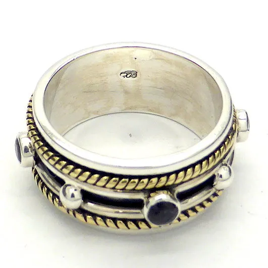 Citrine Ring, Spinning Band, 925 Silver & Gold g3
