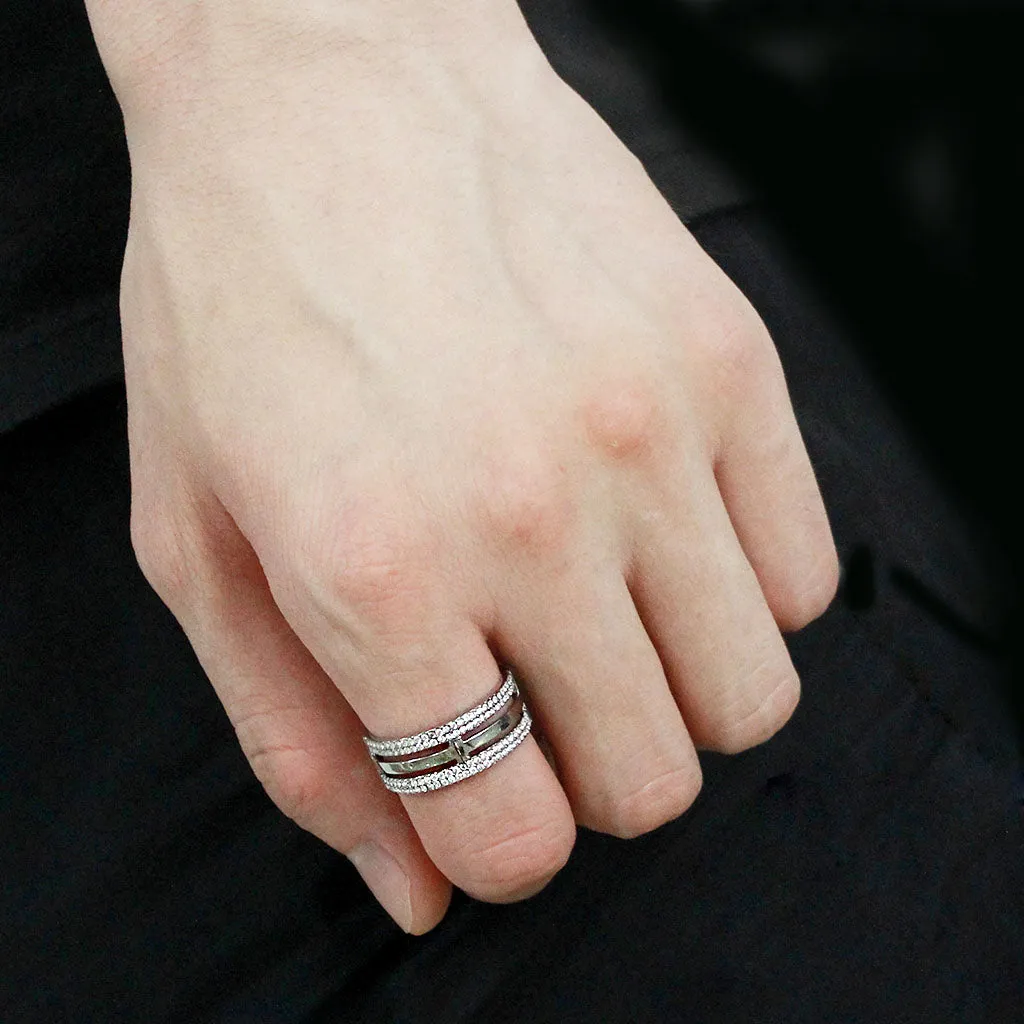 CJ366 Wholesale Men's Stainless Steel AAA Grade CZ Clear Cross Ring