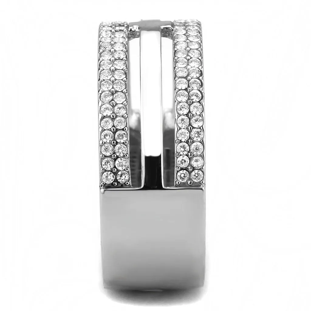 CJ366 Wholesale Men's Stainless Steel AAA Grade CZ Clear Cross Ring