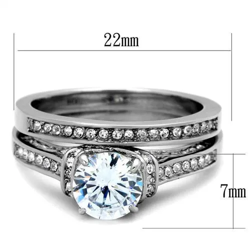 CJE1919 Wholesale Women's Stainless Steel AAA Grade CZ Clear Ring Set