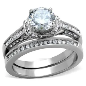 CJE1919 Wholesale Women's Stainless Steel AAA Grade CZ Clear Ring Set