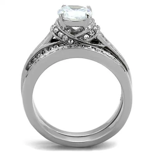 CJE1919 Wholesale Women's Stainless Steel AAA Grade CZ Clear Ring Set