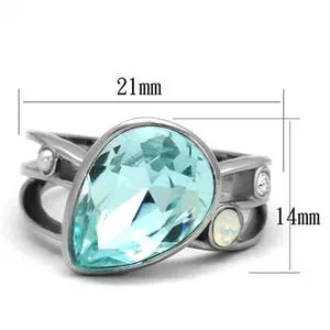 CJE2502 Wholesale Pear Shape Sea Blue Crystal Cocktail Ring