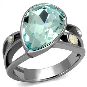 CJE2502 Wholesale Pear Shape Sea Blue Crystal Cocktail Ring