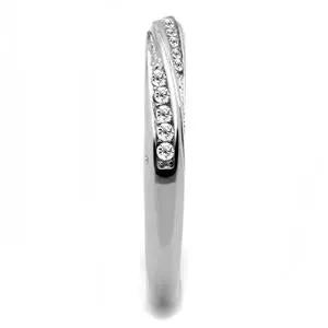CJE3259 Wholesale Women's Stainless Steel Clear AAA Grade CZ Minimal Ring