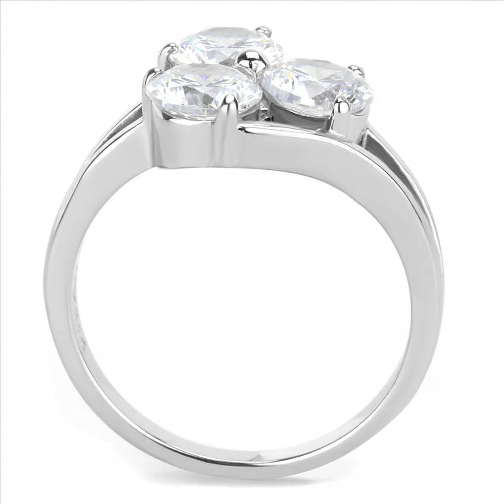 CJE3430 Wholesale Women's Stainless Steel Clear Triple AAA Grade CZ Stone Ring