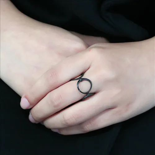 CJE3568 Wholesale Women's Stainless Steel IP Black Minimal Circles Ring