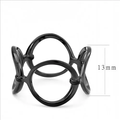 CJE3568 Wholesale Women's Stainless Steel IP Black Minimal Circles Ring
