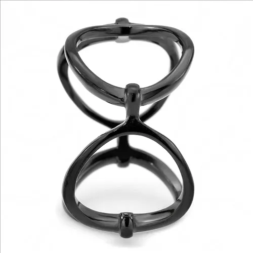 CJE3568 Wholesale Women's Stainless Steel IP Black Minimal Circles Ring