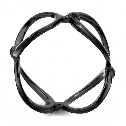 CJE3568 Wholesale Women's Stainless Steel IP Black Minimal Circles Ring