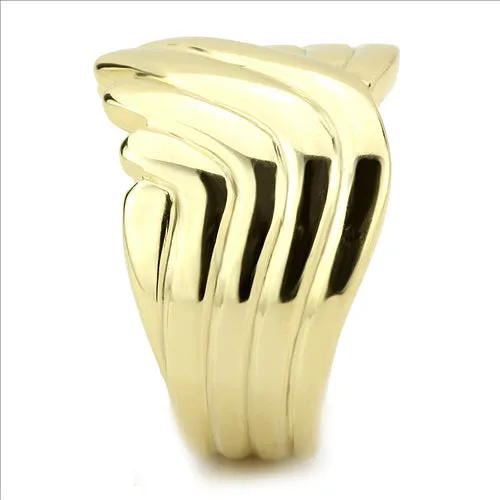 CJE3576 Wholesale Women's Stainless Steel IP Gold Broad Ring