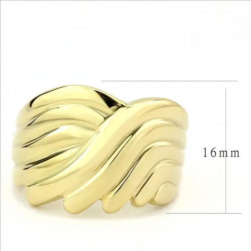 CJE3576 Wholesale Women's Stainless Steel IP Gold Broad Ring